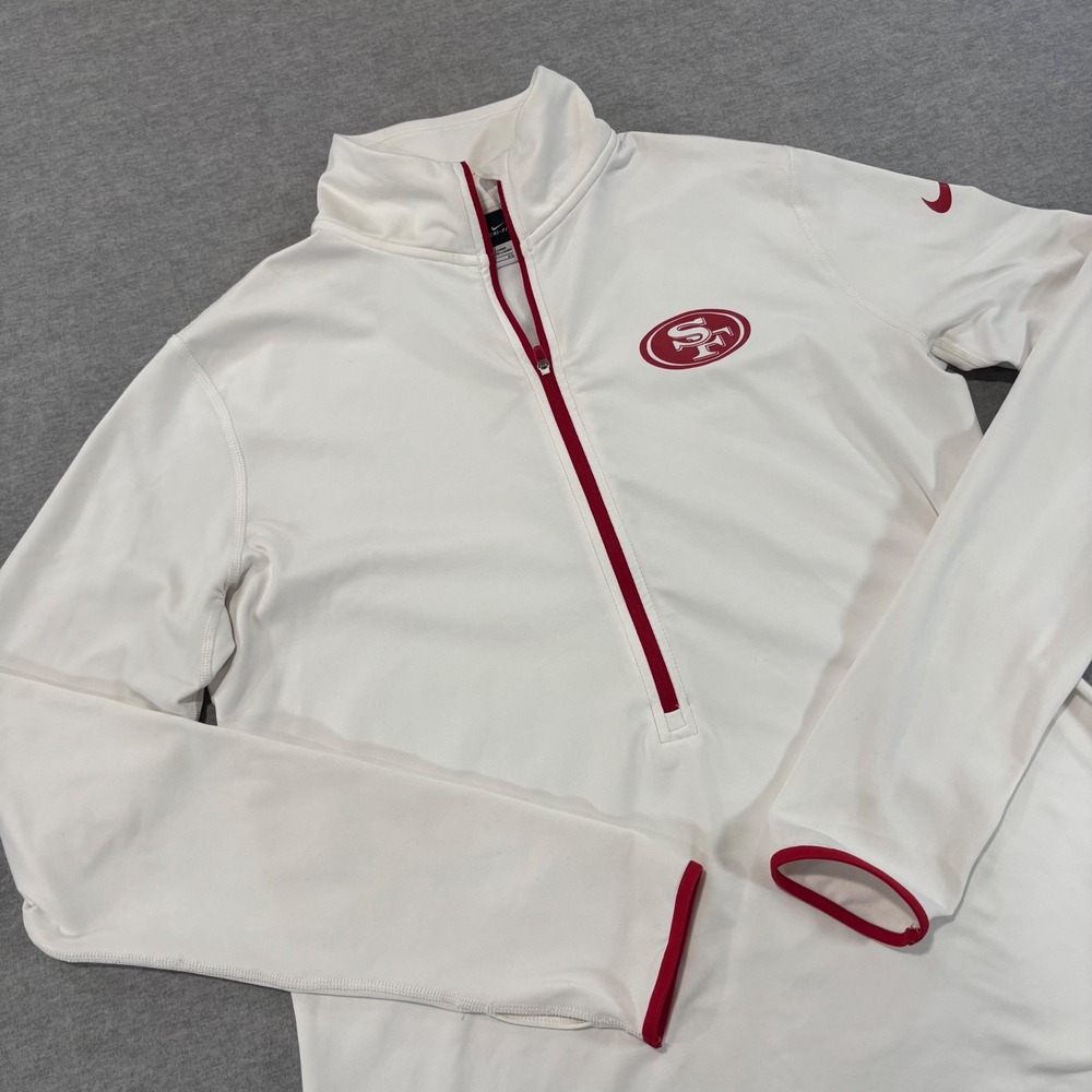 Nike San Francisco 49ers Dri-FIT Quarter Zip Pullover White Red XL Mens NFL